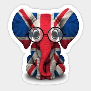 Baby Elephant with Glasses and British Flag Sticker